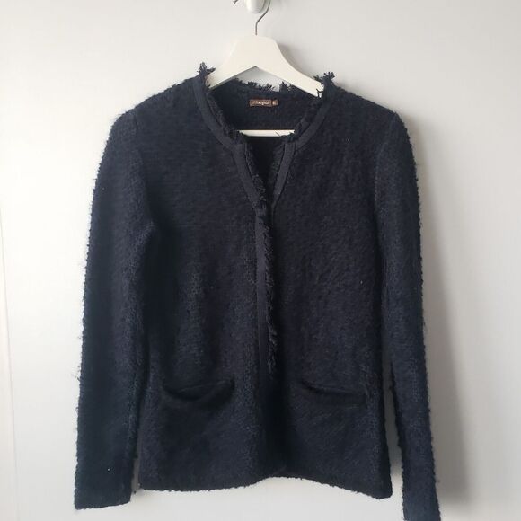 J mclaughlin snap closure fringe mohair wool blend cardigan sweater size XS - Picture 1 of 8